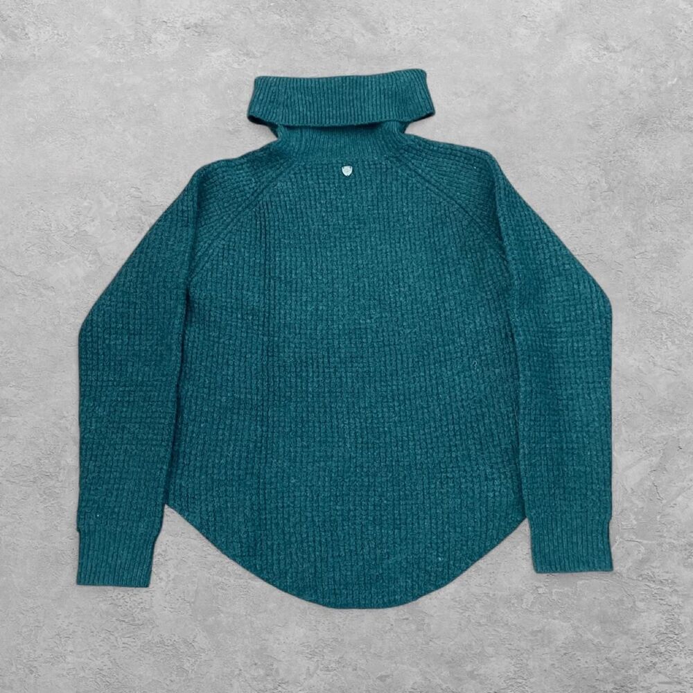Kuhl Sienna Teal Waffle Knit Turtleneck Sweater M Gorpcore Apres Ski